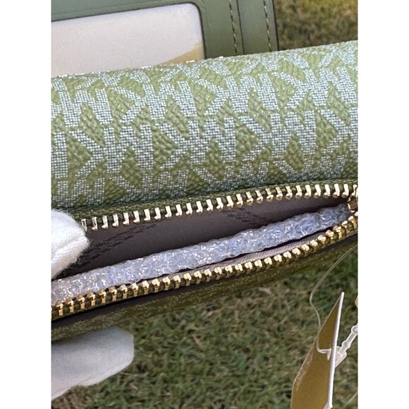 Michael Kors Logo Jet Set Charm Medium Envelope Trifold Wallet Smokey Olive - Picture 9 of 13